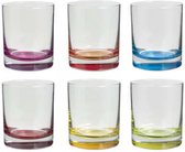 Drinkglas met gekleurde bodem , set van 6 stuks . 350cl
