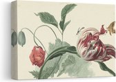 Artaza Canvas Schilderij Tulp en een Papaver - Willem van Leen - 30x20 - Klein - Kunst - Canvas Print