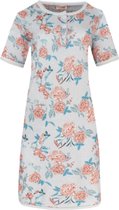 Dames nachthemd korte mouw kleurrijke bloemenprint XL 42-44 grijs/roze