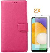 Samsung Galaxy A13 5G (SM-A136U) - Bookcase Roze - Portefeuille - Magneetsluiting met 2 stuks Tempered Screenprotectors