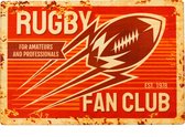 Spreukbord - Rugby - Hout - Vintage - Retro - Bord - Tekstbord - Wandbord - Wanddecoratie - Muurdecoratie - Cafe - Bar - Man - Cave