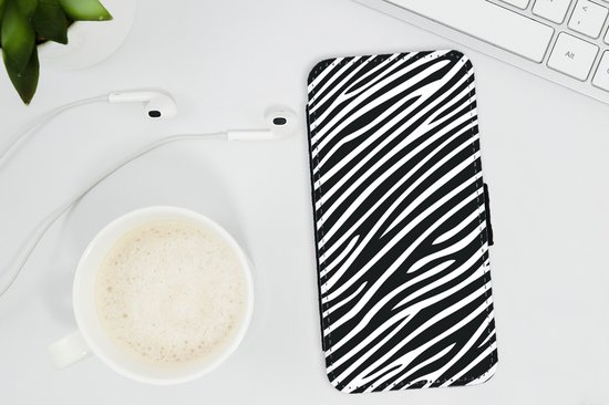Étui pour téléphone iPhone 7 Bookcase - Imprimé animal - Zebra - Zwart - Avec poches - Étui portefeuille avec fermeture magnétique