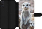 Bookcase Geschikt voor iPhone XS Max telefoonhoesje - Nieuwsgierige stokstaartjes - Met vakjes - Wallet case met magneetsluiting