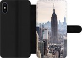 Bookcase Geschikt voor iPhone XS telefoonhoesje - New York - Mist - USA - Met vakjes - Wallet case met magneetsluiting