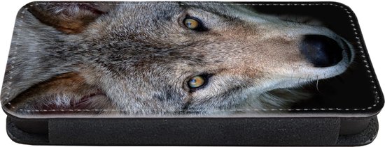 Étui pour iPhone 7 Bookcase - Loup - Portrait - Zwart - Avec poches - Étui portefeuille avec fermeture magnétique