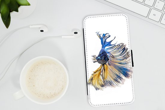 Bookcase pour téléphone iPhone SE 2020 Bookcase - Poisson - Staart - Blauw - Avec compartiments - Étui portefeuille avec fermeture magnétique