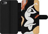 Bookcase Geschikt voor iPhone 8 telefoonhoesje - Vrouw - Silhouette - Grijs - Met vakjes - Wallet case met magneetsluiting