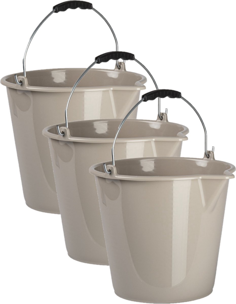 Plasticforte Emmers - 3x stuks - met schenktuit - 9 Liter - groen - schoonmaakemmer