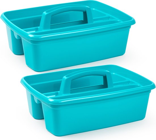 2x Stuks blauwe opbergbox/opbergdoos mand met handvat 7 liter kunststof -  39 x 29 x 16... | bol.com