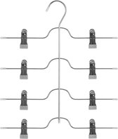 Set van 2x stuks metalen kledinghanger met clips voor 4 broeken 32 x 38 cm - Kledingkast hangers/kleerhangers/broekhangers