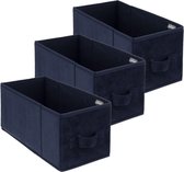 Set van 3x stuks opbergmand/kastmand 7 liter donkerblauw polyester 31 x 15 x 15 cm - Opbergboxen - Vakkenkast manden