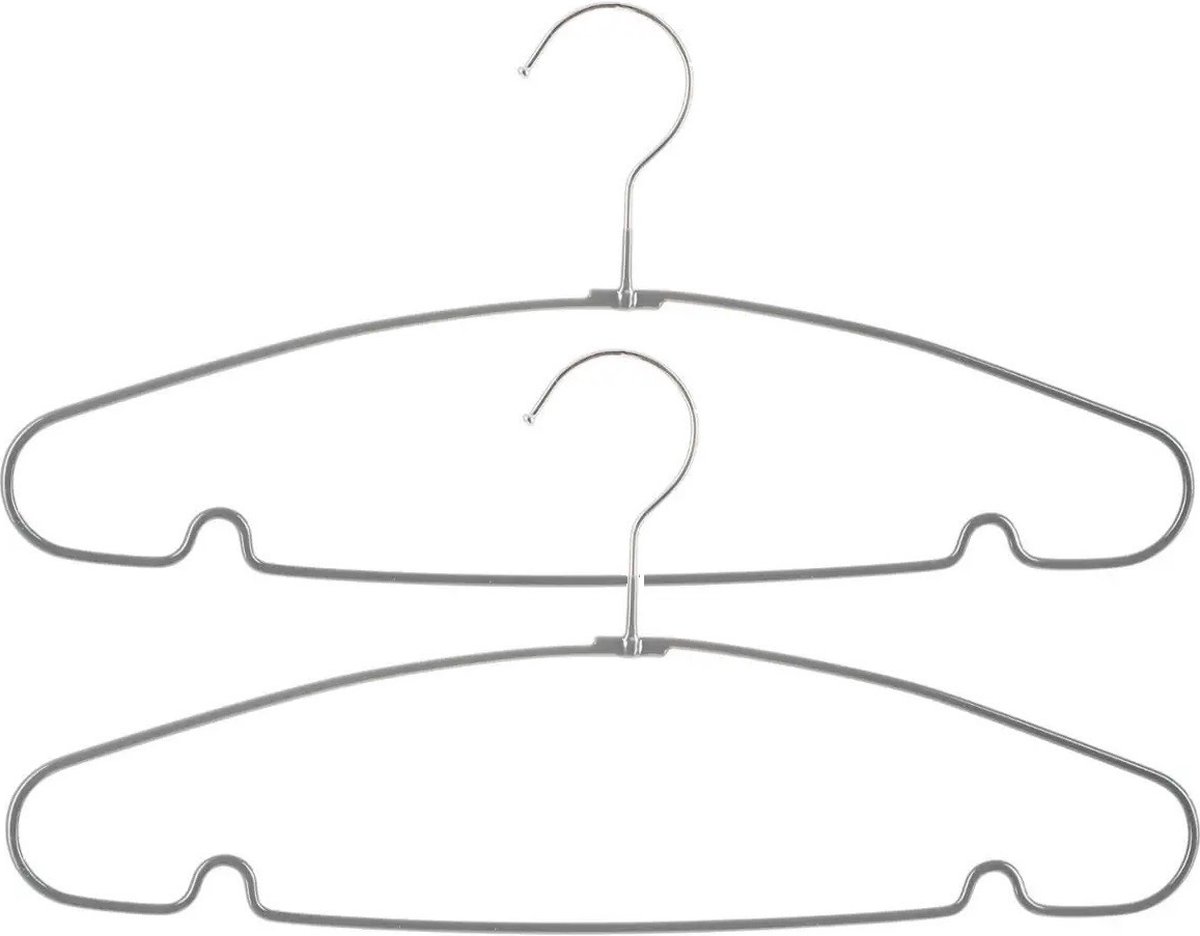 Voordeelset van 20x stuks metalen kledinghangers grijs 39 x 19 cm - Kledingkast hangers/kleerhangers