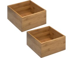 Set van 2x stuks 5five sieraden/make-up houder/box - 18 x 18 x 9,5 cm - bamboe hout - organizer