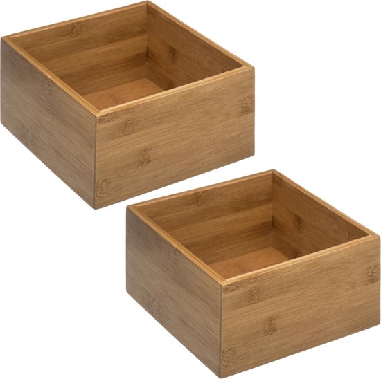 Set van 2x stuks 5five sieraden/make-up houder/box - 18 x 18 x 9,5 cm - bamboe hout - organizer