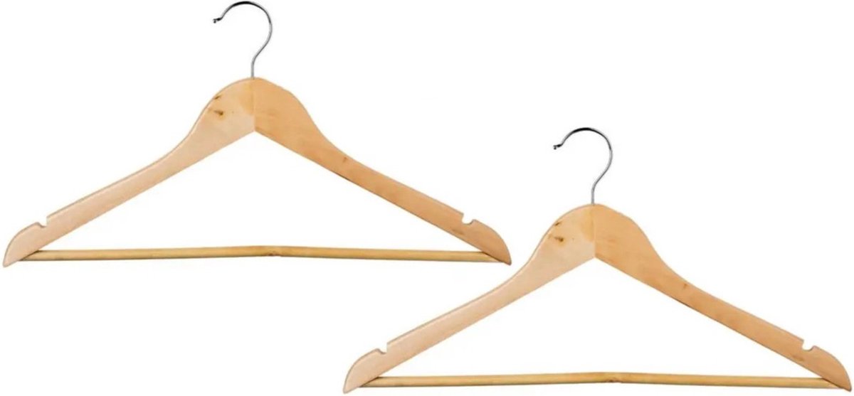Set van 16x stuks houten kledinghangers 44 x 23 cm - Kledingkast hangers/kleerhangers