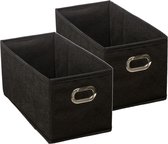 Set van 2x stuks opbergmand/kastmand 7 liter zwart linnen 31 x 15 x 15 cm - Opbergboxen - Vakkenkast manden