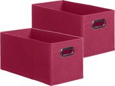 Set van 4x stuks opbergmand/kastmand 7 liter framboos roze linnen 31 x 15 x 15 cm - Opbergboxen - Vakkenkast manden