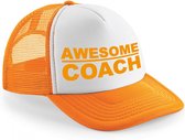 Awesome coach oranje snapback cap/ truckers pet voor dames en heren - cadeau trainer/ coach petten