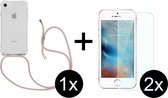 iPhone 5/5S/SE 2016 hoesje transparant met rosé koord shock proof case - 2x iPhone 5/5S/SE 2016 screenprotector