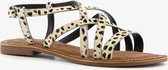 TwoDay leren dames sandalen met luipaardprint - Beige - Maat 36 - Echt leer