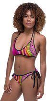 II THE MOON Bikini omkeerbaar, met 4 combinaties, wordt per bestelling geprint, uitgesneden en handgenaaid met unieke RETRO prints ontworpen door MOON