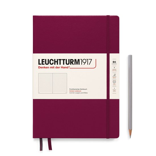 Leuchtturm 1917- Hardcover- B5- 18 x 25.5 cm- Notitieboek – Port Red- Dot