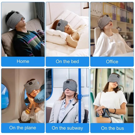 Bluetooth slaapmasker (premium) - Beste keuze - 100% verduisterend - Ultraplatte 'spons speakers' (perfect voor zijslapers) - Koel en ademend materiaal - Volledig verstelbaar - Excellente geluidskwaliteit - Batterij: 13 uur - Zwart