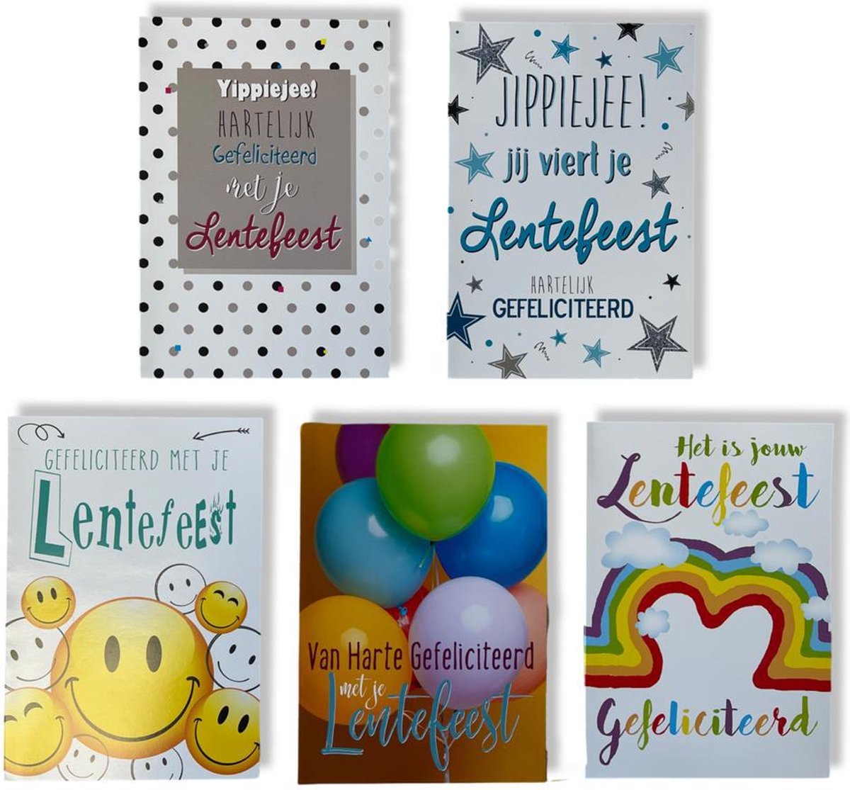 5 Cards & Crafts Luxe Wenskaarten Lentefeest | 12x17cm | Gevouwen kaarten met enveloppen
