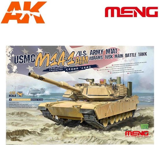 1:35 MENG TS032 USMC M1A1 AIM/U.S. Army Abrams Tusk Tank Plastic