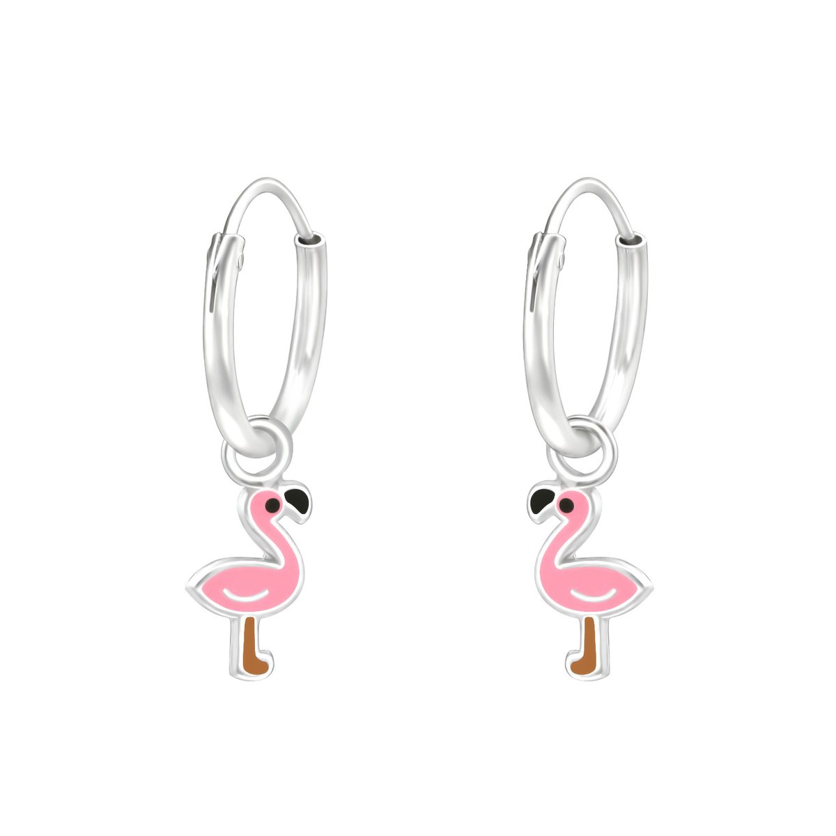 KAYA Sieraden | Zilveren oorringen 'Flamingo'