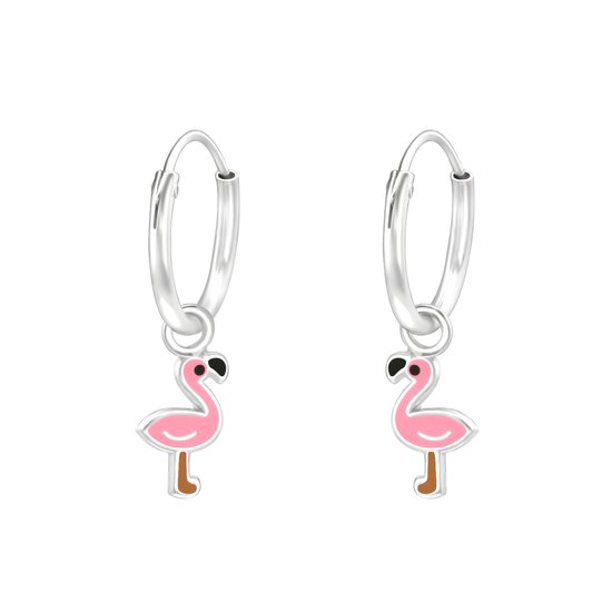 KAYA Sieraden | Zilveren oorringen 'Flamingo'