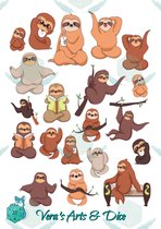 Luiaard Stickers - A4 Stickervel - Sloth Sticker - Schattige Dieren - 20 Verschillende Luiaards - Journaling - Bullet Journal - Scrapbooking - Leuke Stickers - Laptop Sticker - Tel