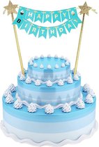 Little koekies - Verjaardags taart topper  - Blauw/Goud - jongen - verjaardag - taartdecoratie