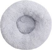 Fluffy Hondenmand XXL - Donut - 100cm - Rond - Pluche - Wasbaar - Lichtgrijs - Grijs - Hondenbed - Extra Groot - Met Rits