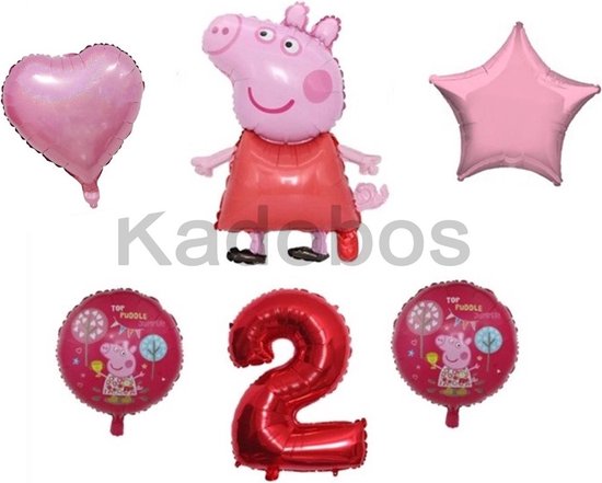 Peppa Pig ballonnen set verjaardag 2 jaar - folie ballon