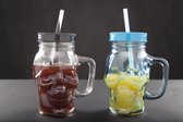 Skull Jar With Handle D7xh15cm Blackwith Straw