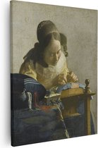 Artaza Canvas Schilderij De Kantwerkster - Johannes Vermeer - 40x50 - Poster Foto op Canvas - Canvas Print