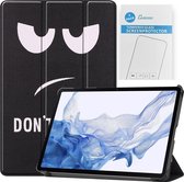 Tablet hoes & 2-Pack Screenprotector geschikt voor Samsung Galaxy Tab S8 - 11 Inch - Auto Wake/Sleep functie - Don't touch me