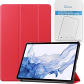 Case2go - Tablet hoes & Screenprotector geschikt voor Samsung Galaxy Tab S8 - 11 Inch - Auto Wake/Sleep functie - Rood