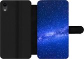 Étui pour téléphone iPhone XR Bookcase - Ciel étoilé - Univers - Blauw - Avec poches - Étui portefeuille avec fermeture magnétique