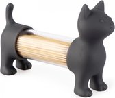 tandenstokerhouder Kat 12 cm acryl/PVC donkergrijs