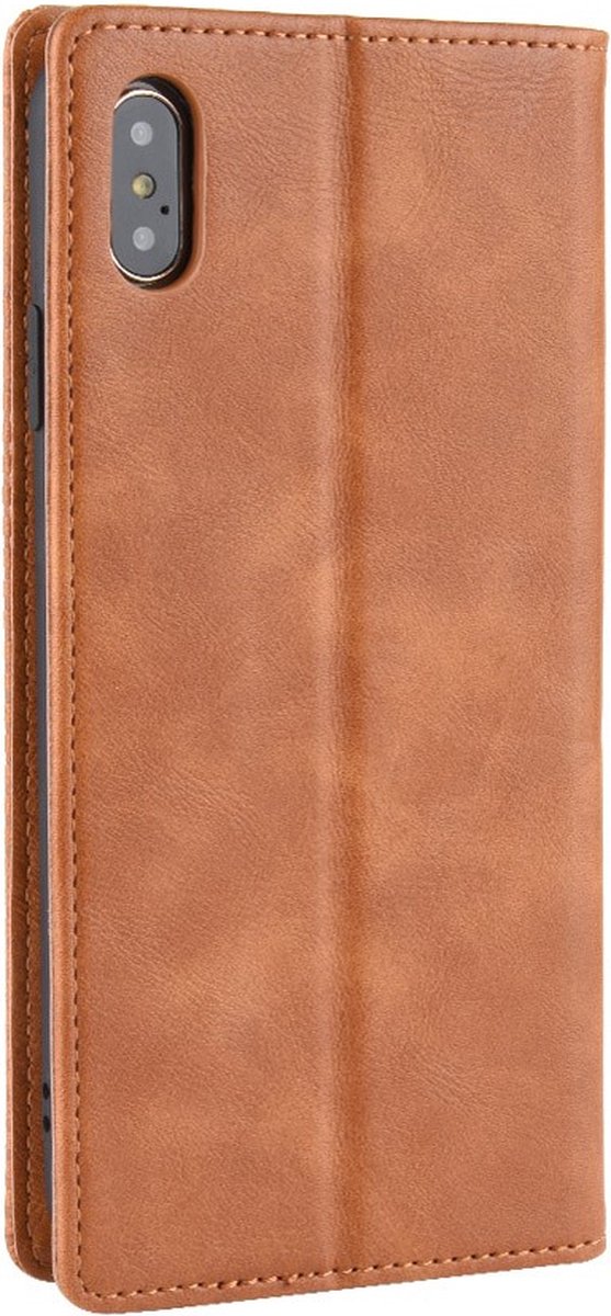 Peachy Vintage kunstleer Wallet Case iPhone X XS - Bruin hoesje