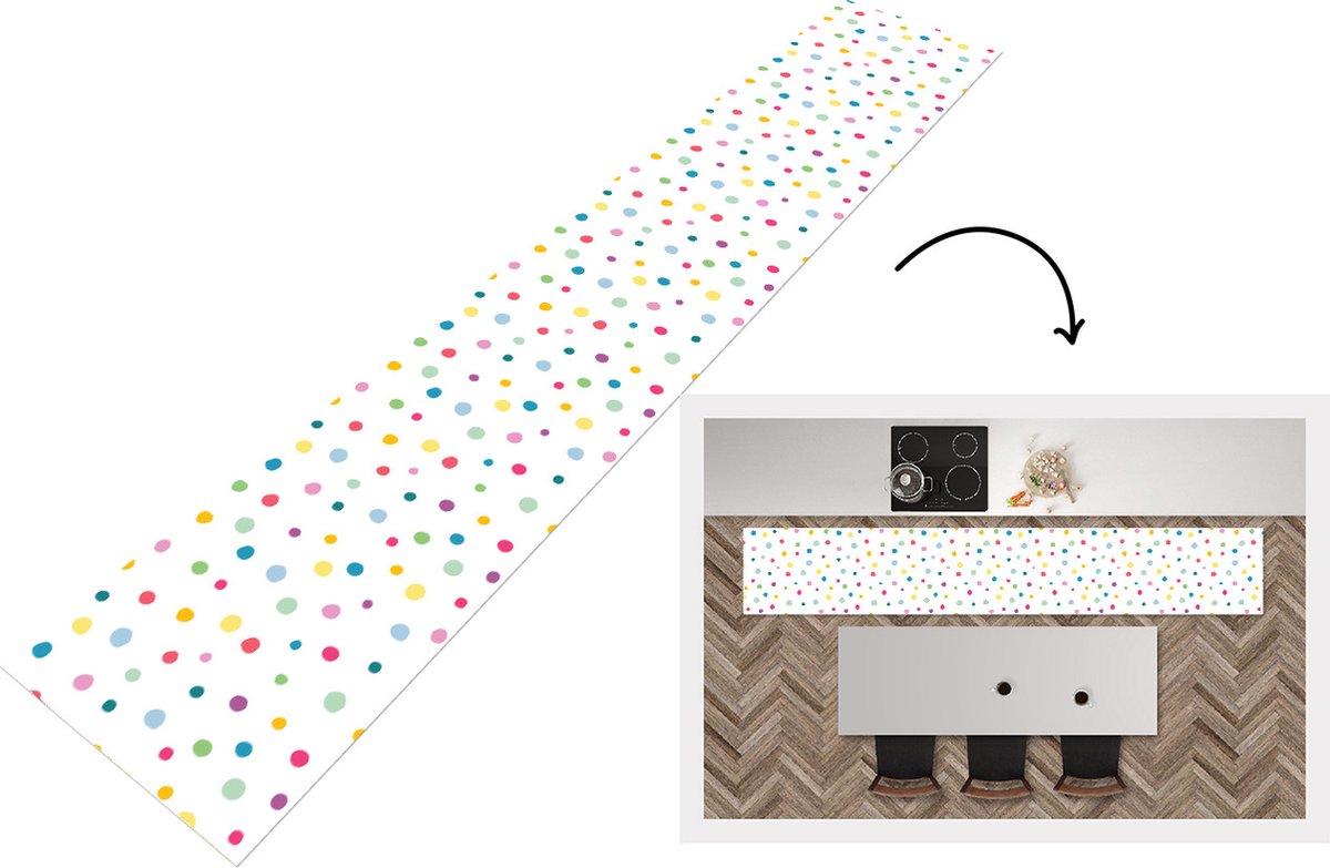KitchenYeah Keukenloper - Keukenmat - Confetti - Stippen - Patroon - Keuken vloerkleed Multicolor