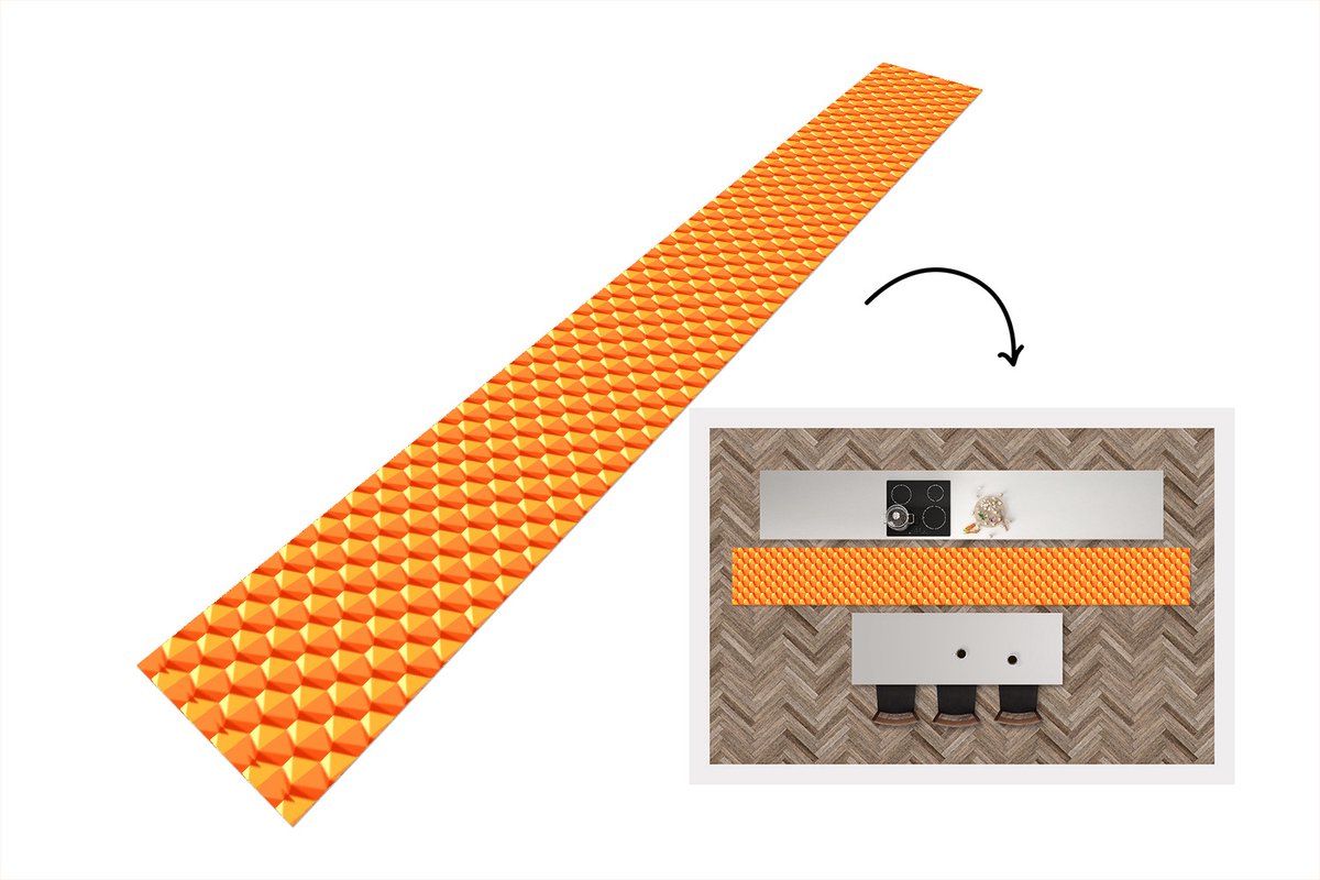 KitchenYeah Keukenloper - Keukenmat - Oranje - Patronen - 3D - Keuken vloerkleed, foto 3