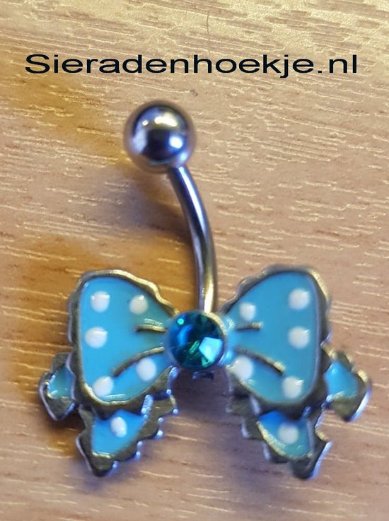 Navelpiercing strik blauw