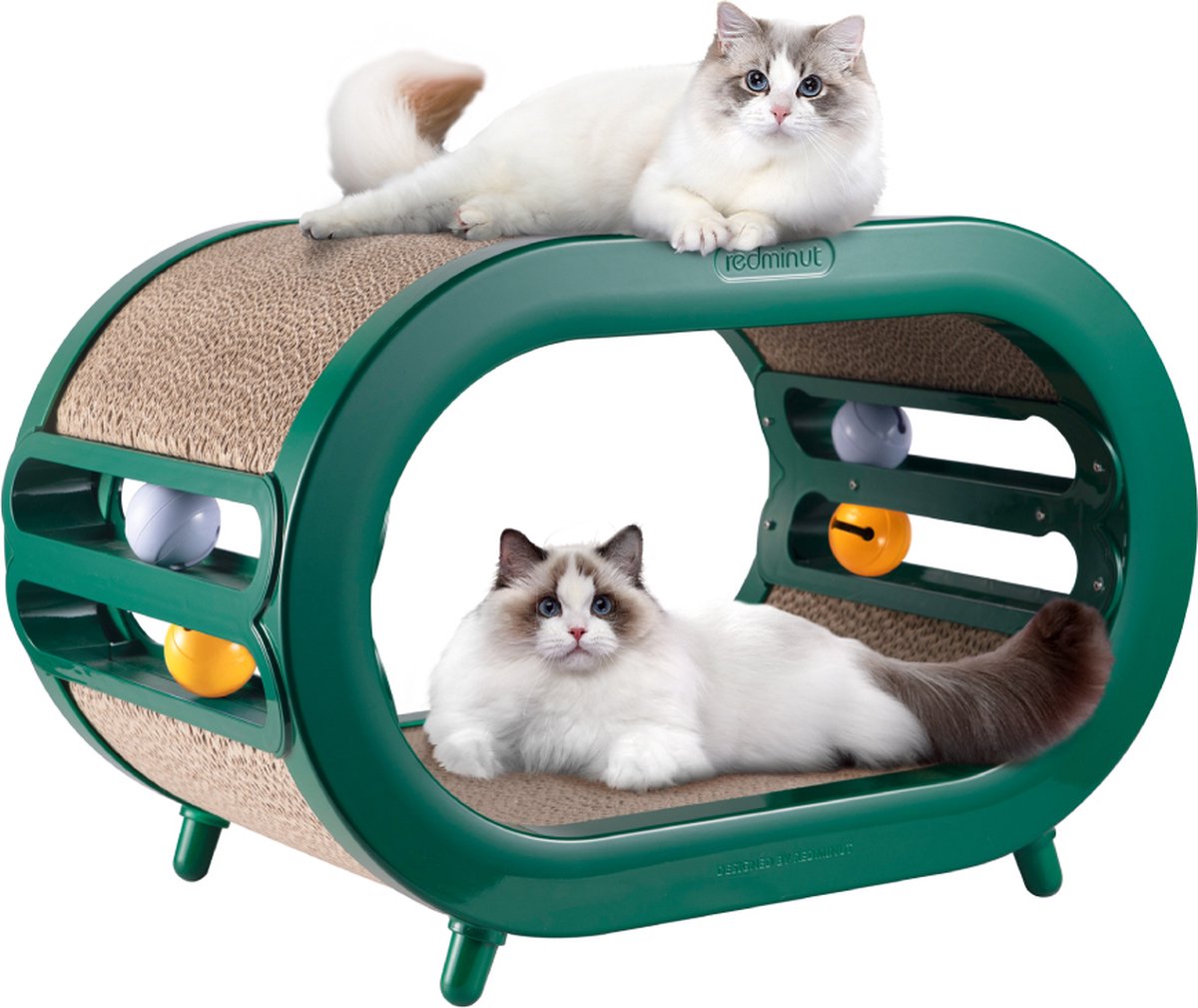 3-in-1 krabhuis kattenmand, Krabpaal en Kattenspeeltje in één - Groen