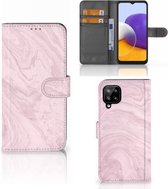 GSM Hoesje Geschikt voor Samsung Galaxy A22 4G | M22 Flip Case Marble Pink