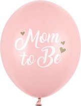 Ballonnen Mom te Be, pastel roze, 6 stuks, 30 cm, latex