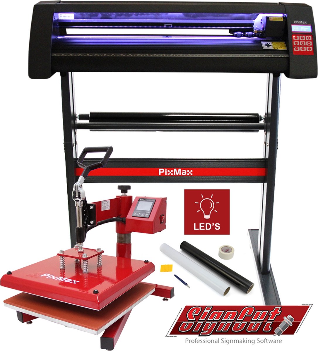 Bundel: 720 cm Pixmax LED Vinyl snijplotter + Swing hitte pers 38 cm -
