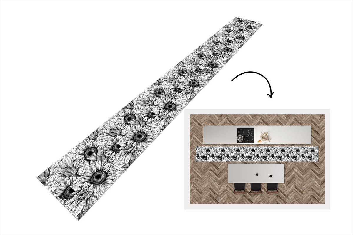 KitchenYeah Keukenloper - Keukenmat - Bloemen - Zonnebloem - Patroon - Keuken vloerkleed multicolor, foto 2